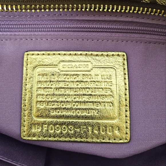 Coach Mosaic Leather Patchwork Shoulder Tote Bag in Gold and Tan F0993-F14004 - Picture 15 of 17